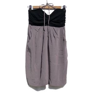 LA Made Silk Purple Black Halter Dress